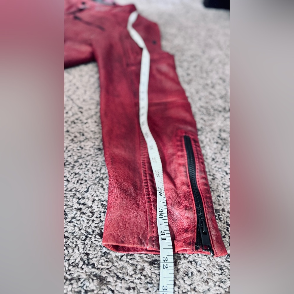 Men's Red Leather Jacket - Picture 7 of 11